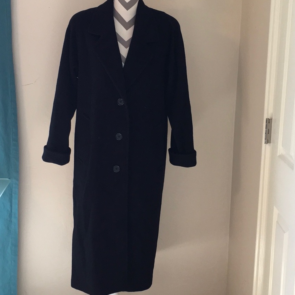Vintage Larry Levine 💯 % wool coat black sz 6